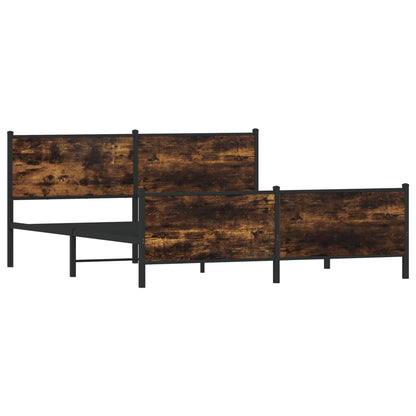Metal Bed Frame without Mattress Smoked Oak 180x200 cm Super King