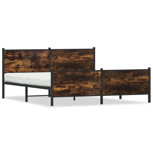 Metal Bed Frame without Mattress Smoked Oak 183x213 cm