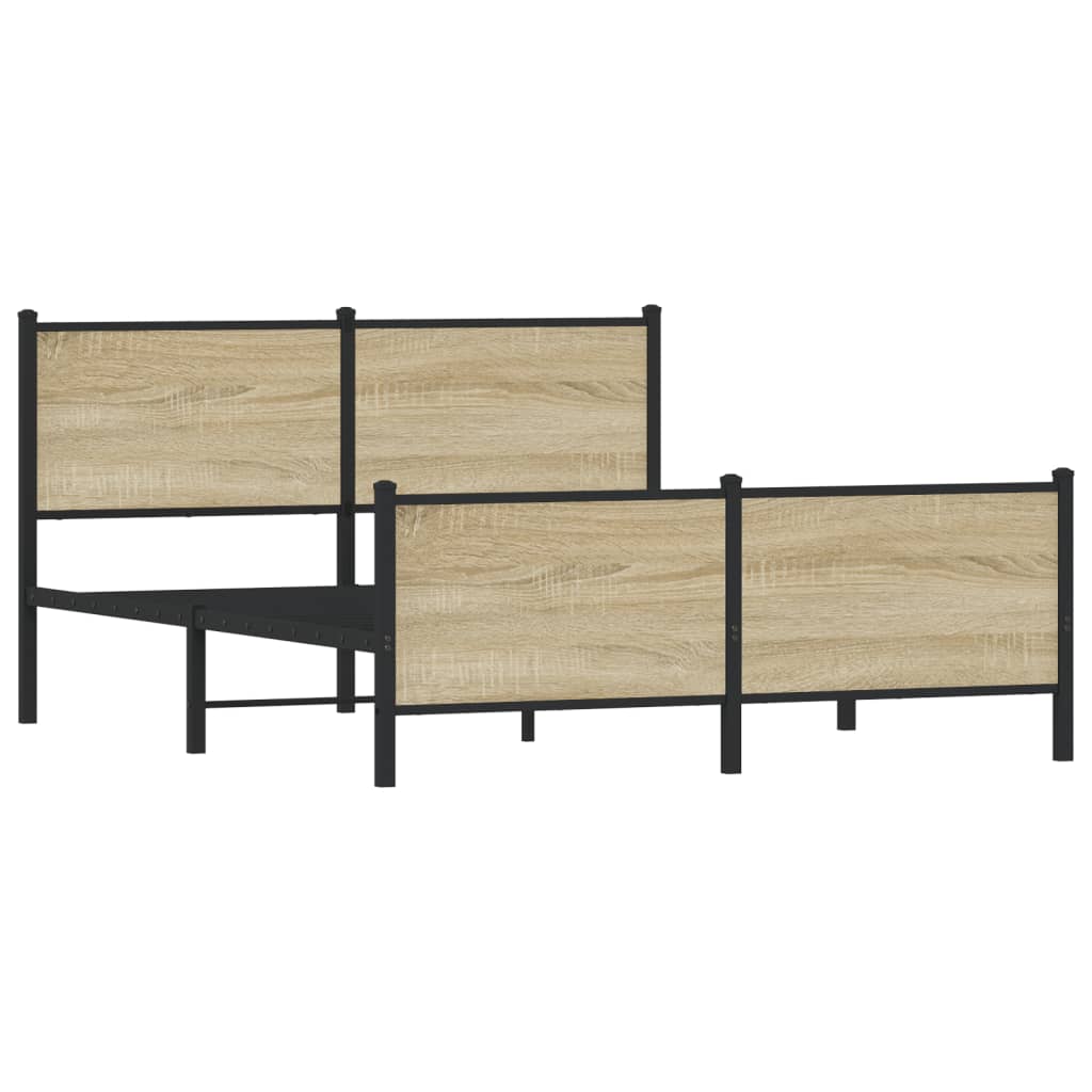 Metal Bed Frame without Mattress Sonoma Oak 140x190 cm
