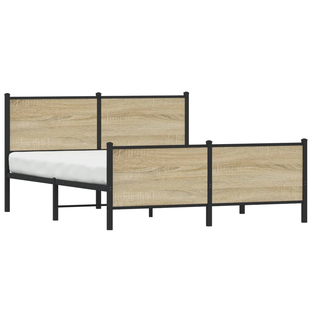 Metal Bed Frame without Mattress Sonoma Oak 150x200 cm King Size