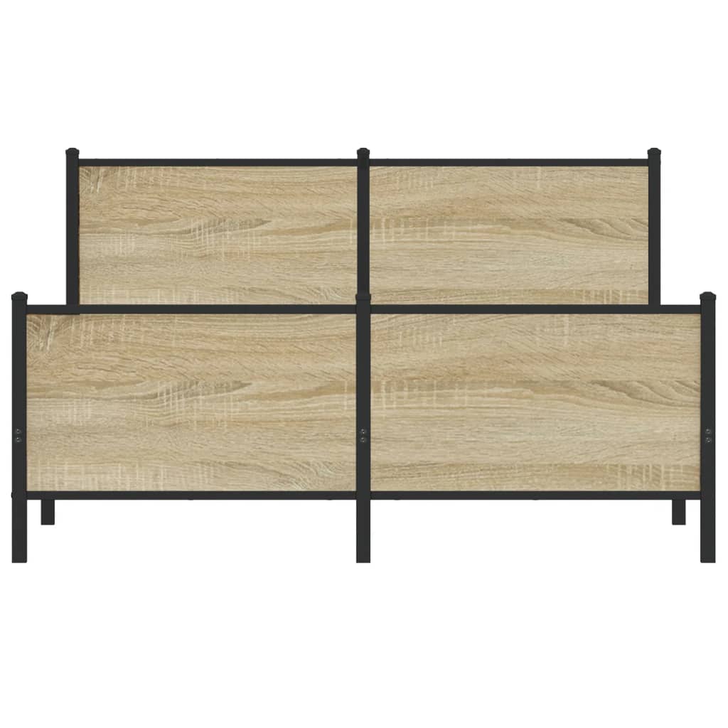 Metal Bed Frame without Mattress Sonoma Oak 150x200 cm King Size