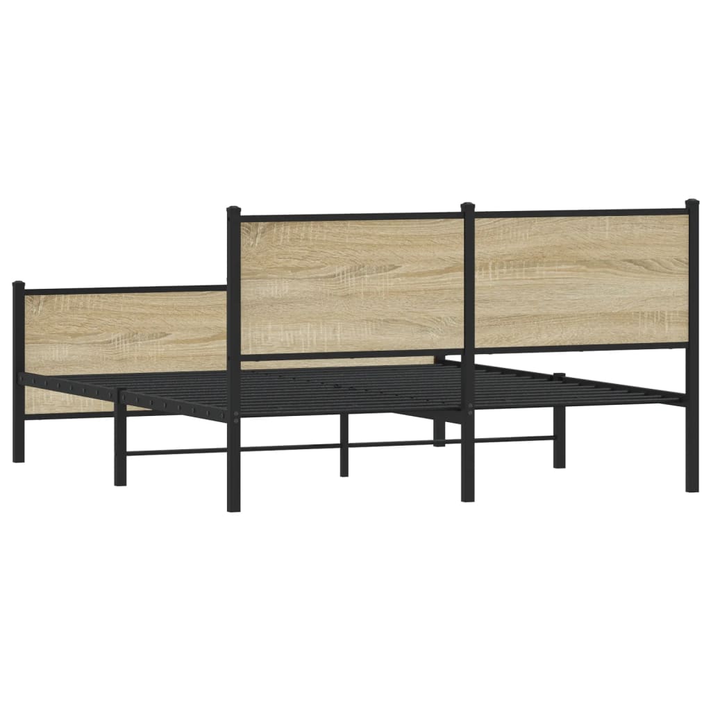 Metal Bed Frame without Mattress Sonoma Oak 150x200 cm King Size