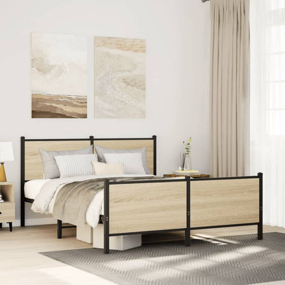 Metal Bed Frame without Mattress Sonoma Oak 150x200 cm King Size