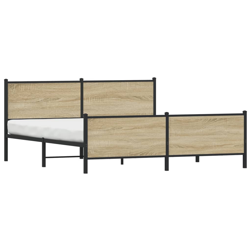 Metal Bed Frame without Mattress Sonoma Oak 183x213 cm