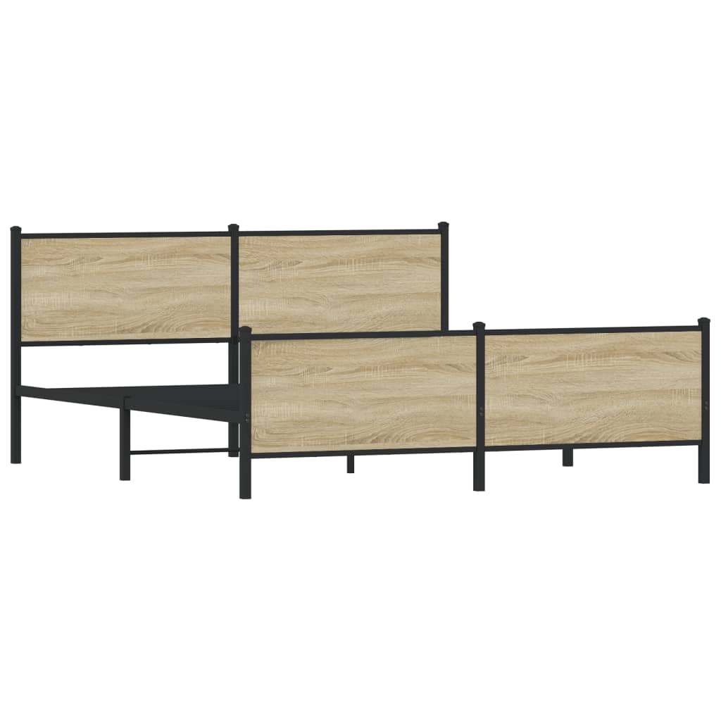 Metal Bed Frame without Mattress Sonoma Oak 183x213 cm
