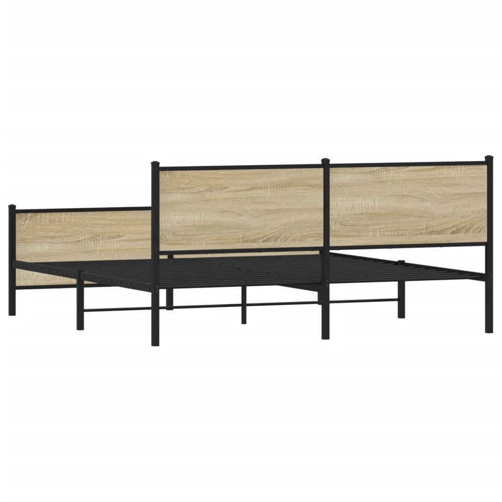 Metal Bed Frame without Mattress Sonoma Oak 183x213 cm