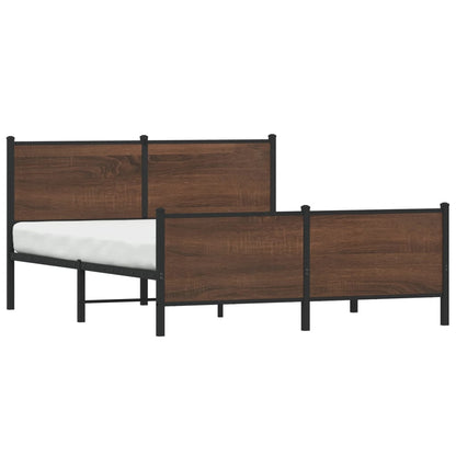 Metal Bed Frame without Mattress Brown Oak 140x190 cm