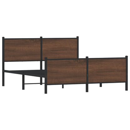 Metal Bed Frame without Mattress Brown Oak 140x190 cm