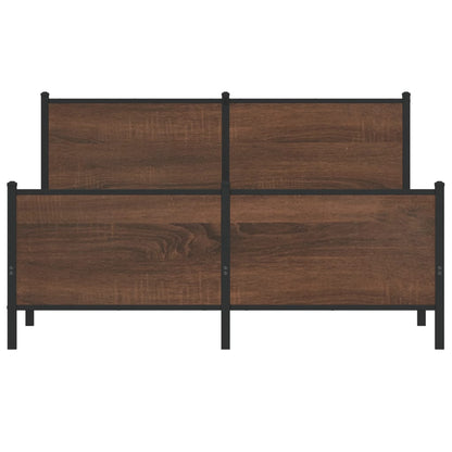 Metal Bed Frame without Mattress Brown Oak 140x190 cm