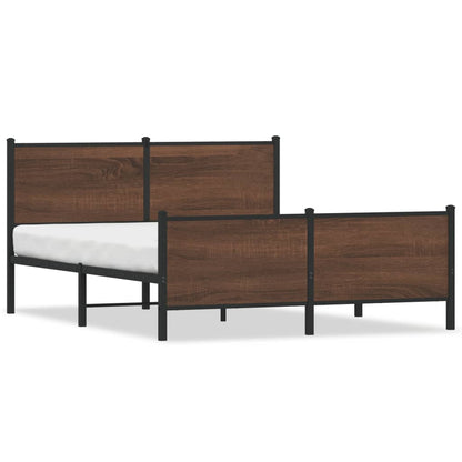 Metal Bed Frame without Mattress Brown Oak 140x200 cm