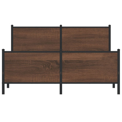 Metal Bed Frame without Mattress Brown Oak 140x200 cm