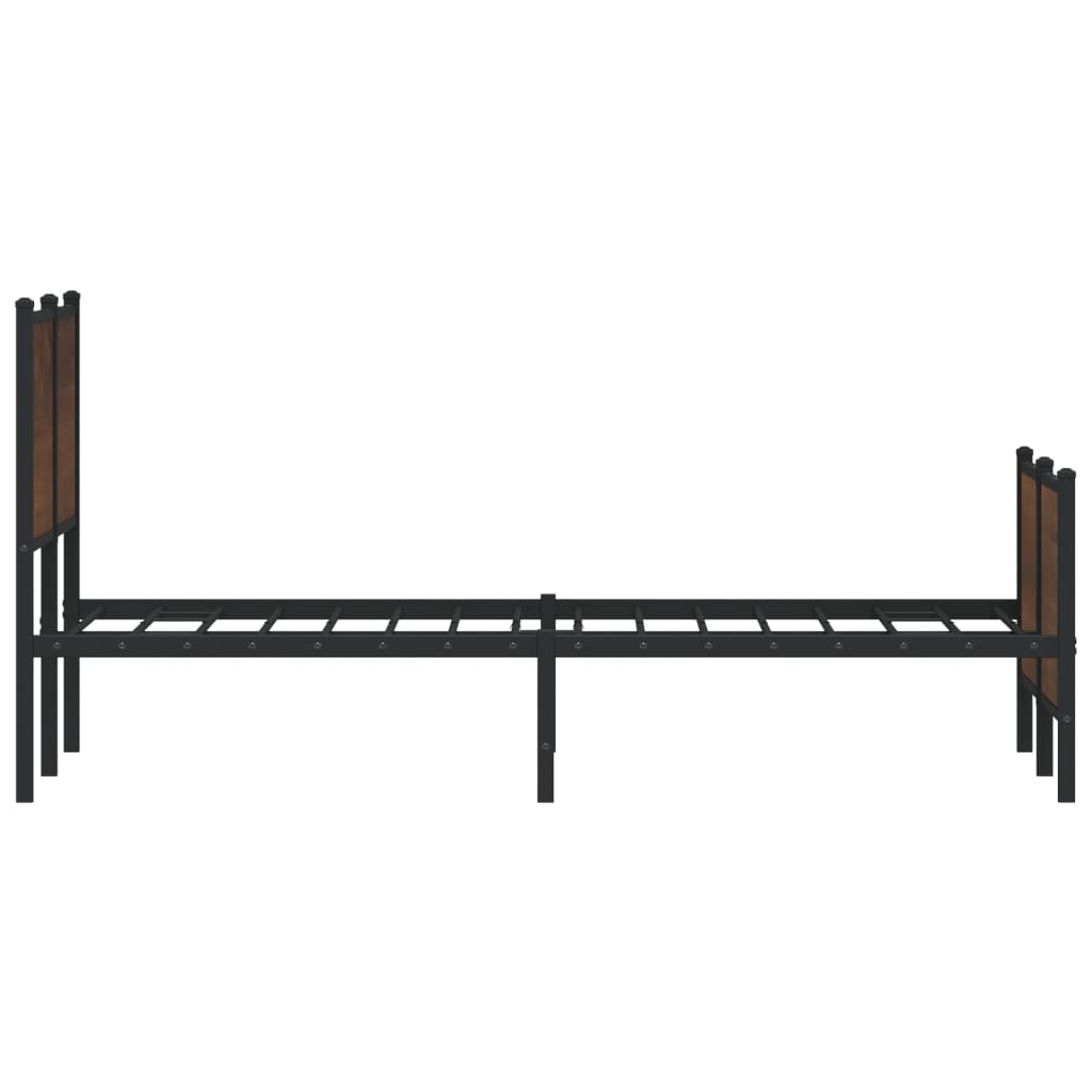 Metal Bed Frame without Mattress Brown Oak 140x200 cm
