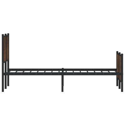 Metal Bed Frame without Mattress Brown Oak 160x200 cm