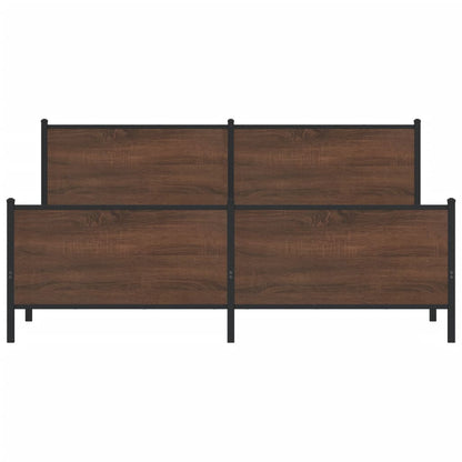 Metal Bed Frame without Mattress Brown Oak 183x213 cm