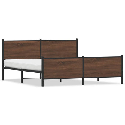 Metal Bed Frame without Mattress Brown Oak 193x203 cm