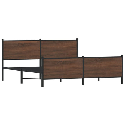 Metal Bed Frame without Mattress Brown Oak 193x203 cm