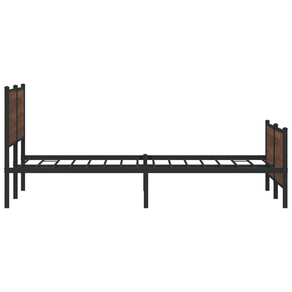 Metal Bed Frame without Mattress Brown Oak 193x203 cm