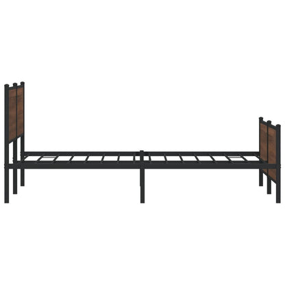 Metal Bed Frame without Mattress Brown Oak 193x203 cm