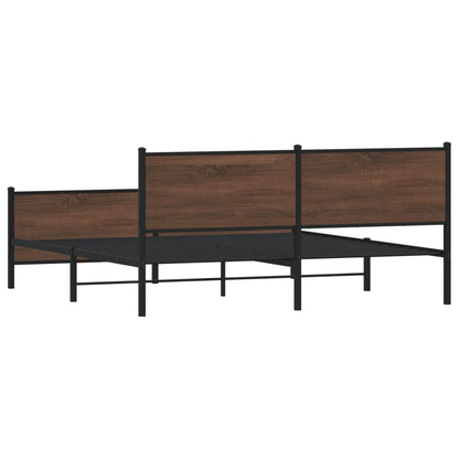 Metal Bed Frame without Mattress Brown Oak 193x203 cm