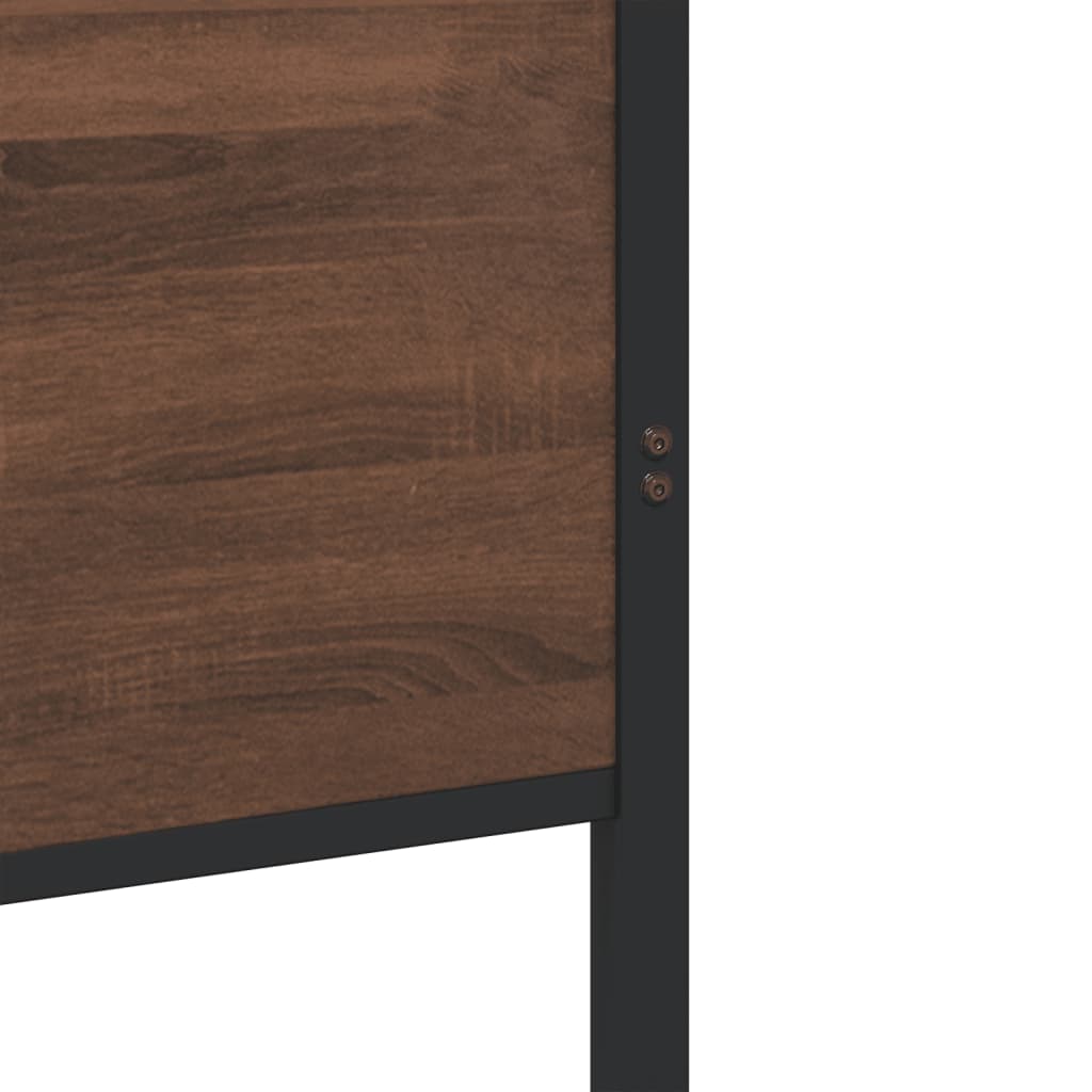 Metal Bed Frame without Mattress Brown Oak 193x203 cm