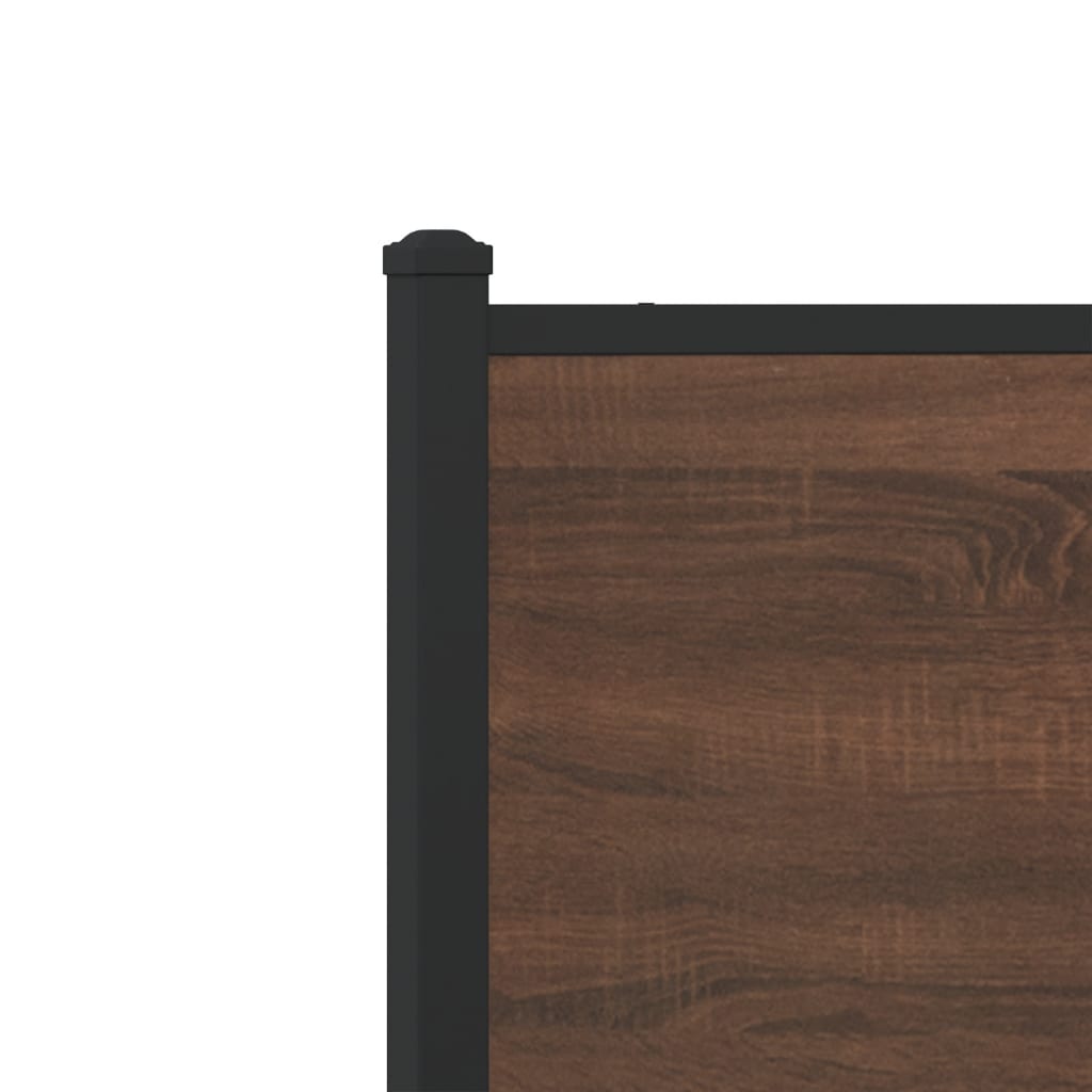 Metal Bed Frame without Mattress Brown Oak 193x203 cm