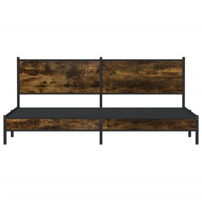 Metal Bed Frame without Mattress Smoked Oak 193x203 cm