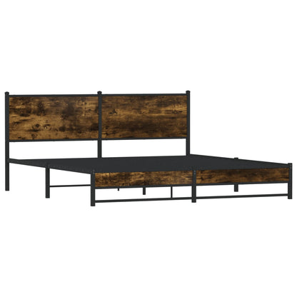 Metal Bed Frame without Mattress Smoked Oak 180x200 cm Super King