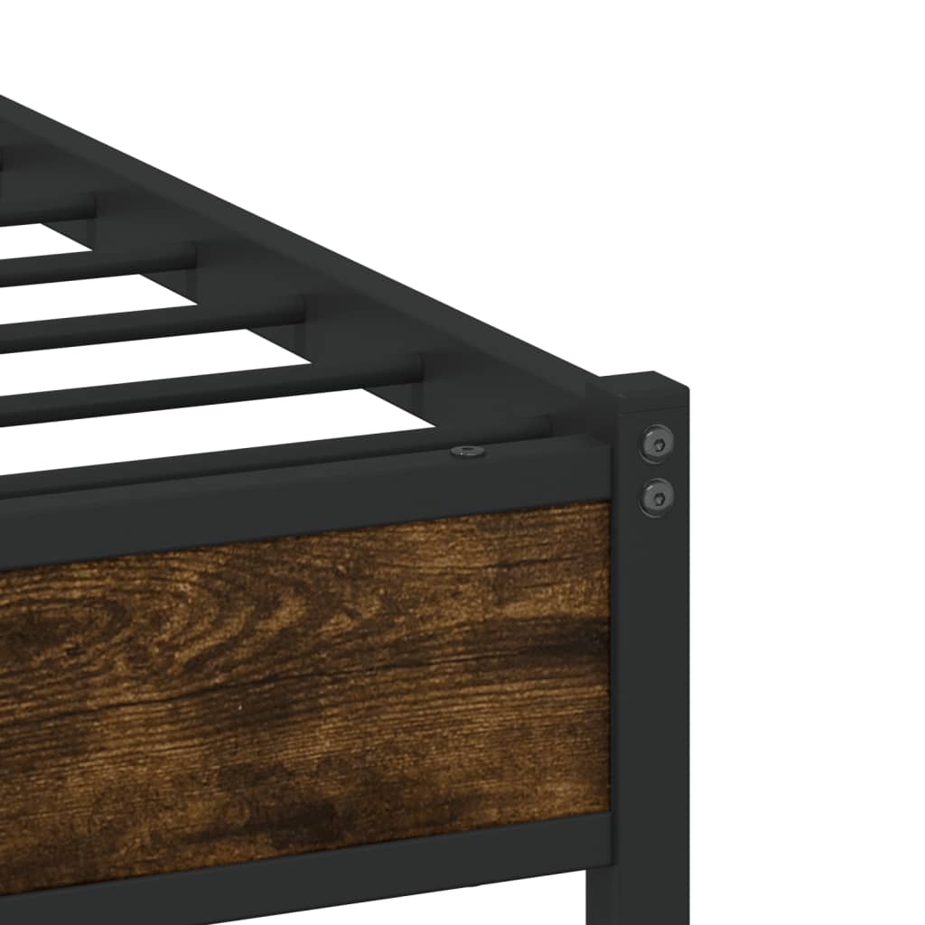 Metal Bed Frame without Mattress Smoked Oak 180x200 cm Super King