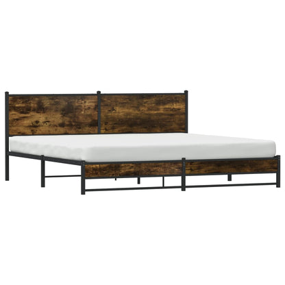 Metal Bed Frame without Mattress Smoked Oak 200x200 cm