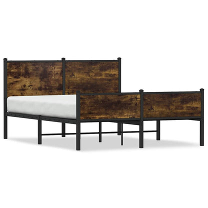 Metal Bed Frame without Mattress Smoked Oak 150x200 cm King Size
