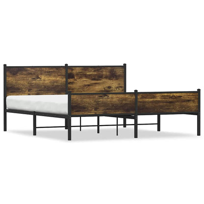 Metal Bed Frame without Mattress Smoked Oak 180x200 cm Super King