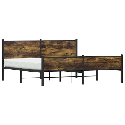 Metal Bed Frame without Mattress Smoked Oak 180x200 cm Super King