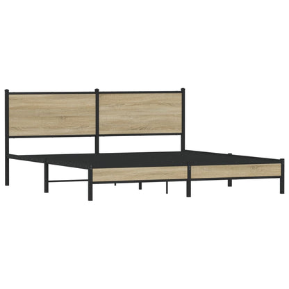 Metal Bed Frame without Mattress Sonoma Oak 180x200 cm Super King