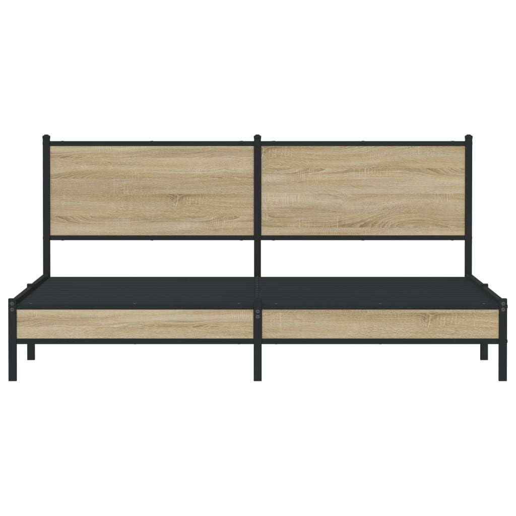 Metal Bed Frame without Mattress Sonoma Oak 180x200 cm Super King