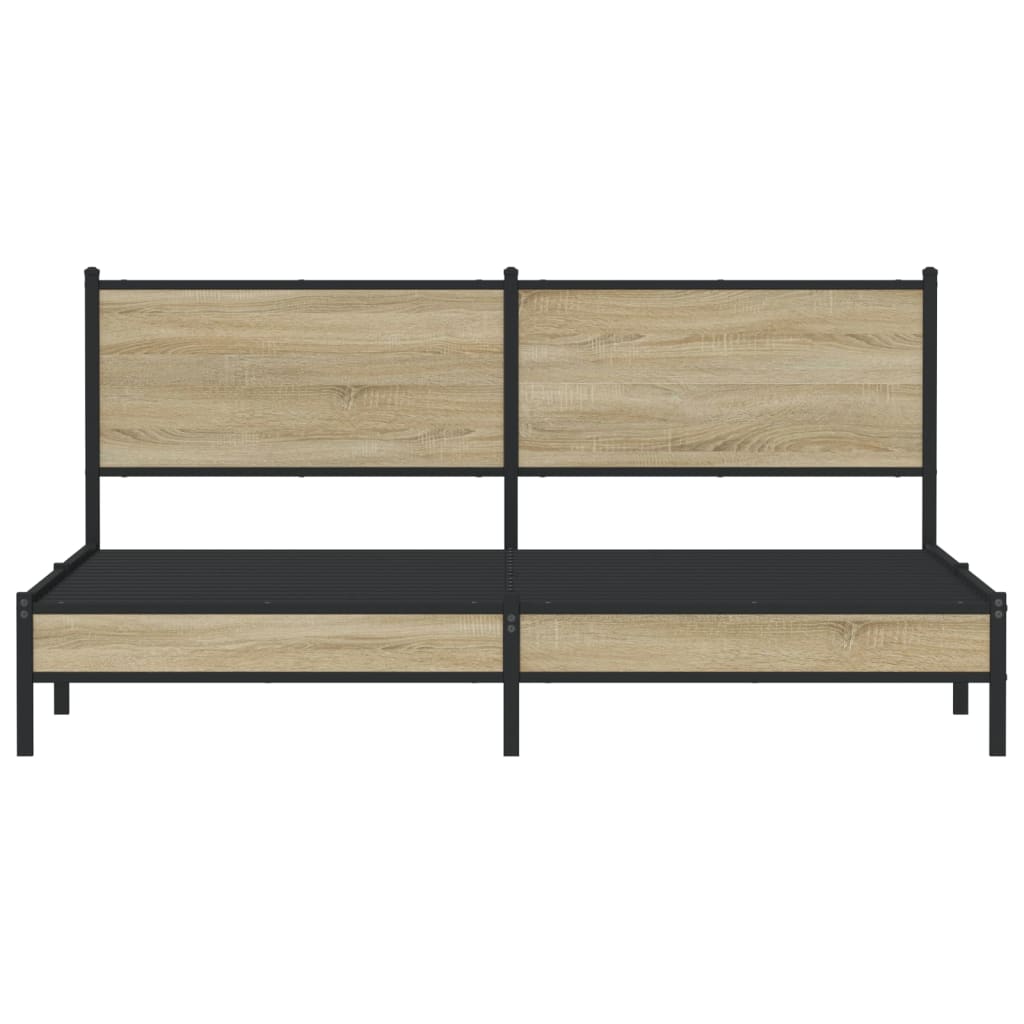 Metal Bed Frame without Mattress Sonoma Oak 183x213 cm