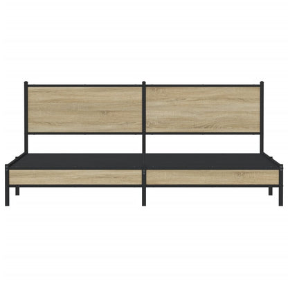 Metal Bed Frame without Mattress Sonoma Oak 193x203 cm