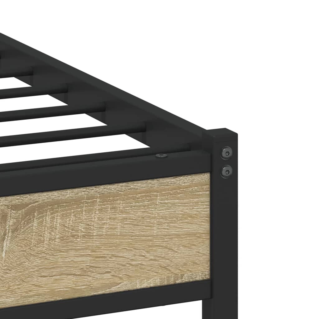 Metal Bed Frame without Mattress Sonoma Oak 193x203 cm