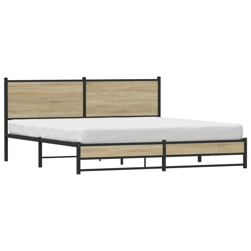 Metal Bed Frame without Mattress Sonoma Oak 180x200 cm Super King