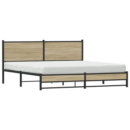 Metal Bed Frame without Mattress Sonoma Oak 180x200 cm Super King