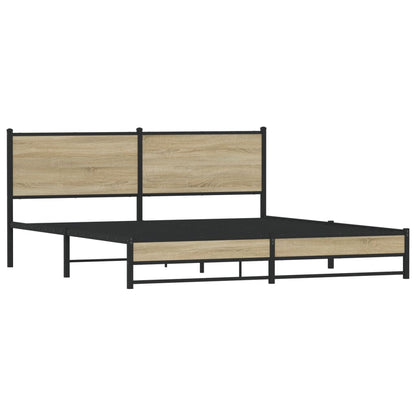 Metal Bed Frame without Mattress Sonoma Oak 180x200 cm Super King
