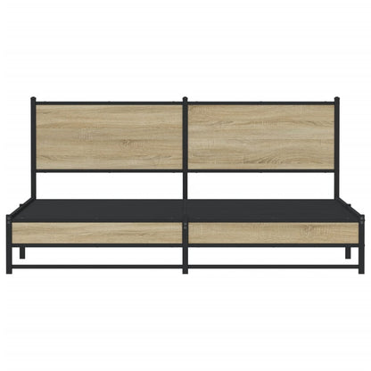 Metal Bed Frame without Mattress Sonoma Oak 180x200 cm Super King