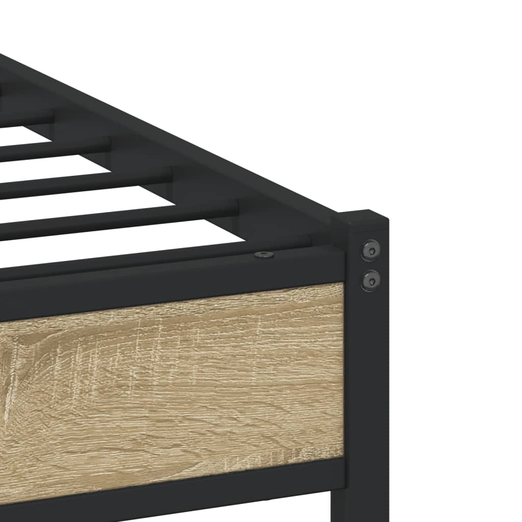 Metal Bed Frame without Mattress Sonoma Oak 180x200 cm Super King