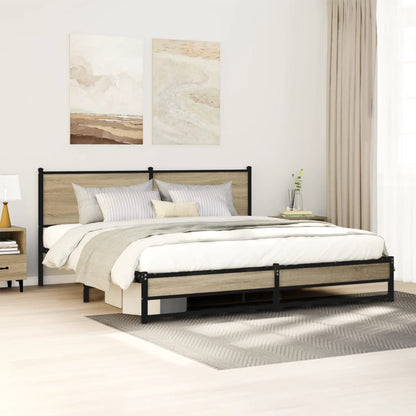 Metal Bed Frame without Mattress Sonoma Oak 180x200 cm Super King