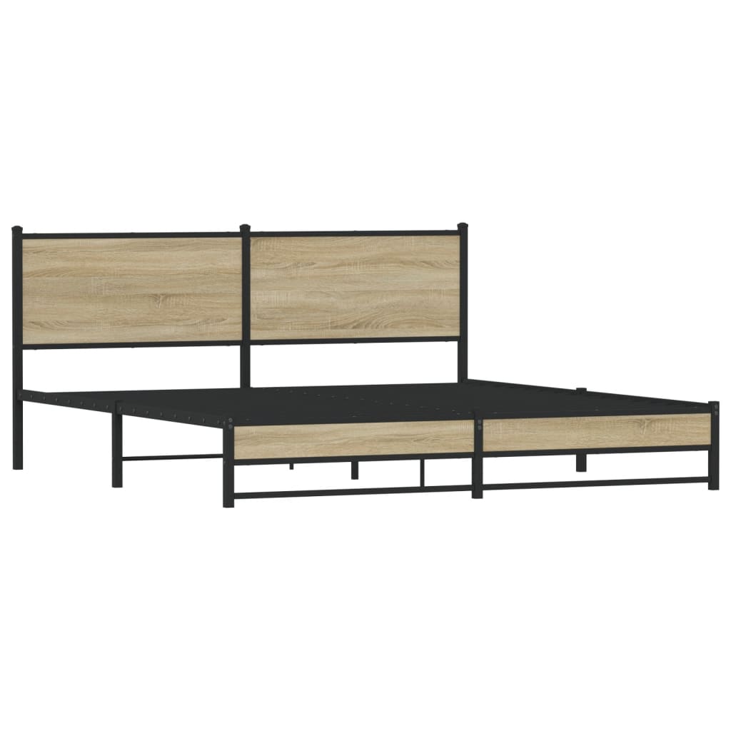 Metal Bed Frame without Mattress Sonoma Oak 183x213 cm