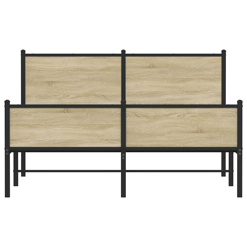 Metal Bed Frame without Mattress Sonoma Oak 150x200 cm King Size