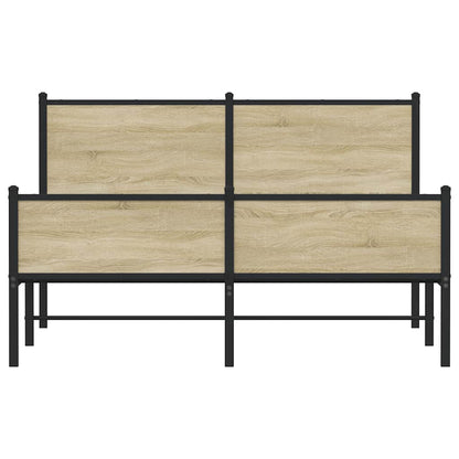 Metal Bed Frame without Mattress Sonoma Oak 150x200 cm King Size