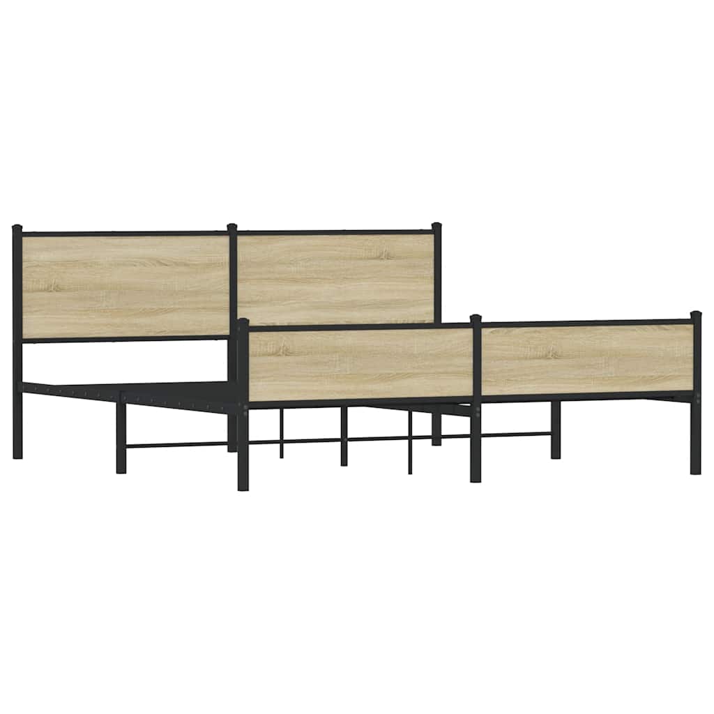Metal Bed Frame without Mattress Sonoma Oak 160x200 cm