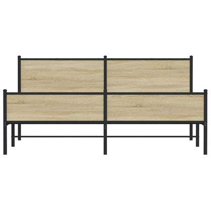 Metal Bed Frame without Mattress Sonoma Oak 160x200 cm