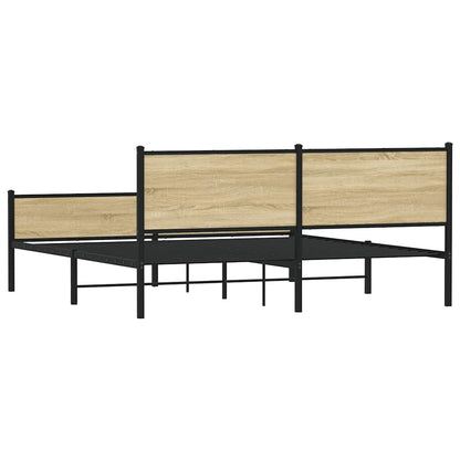 Metal Bed Frame without Mattress Sonoma Oak 160x200 cm