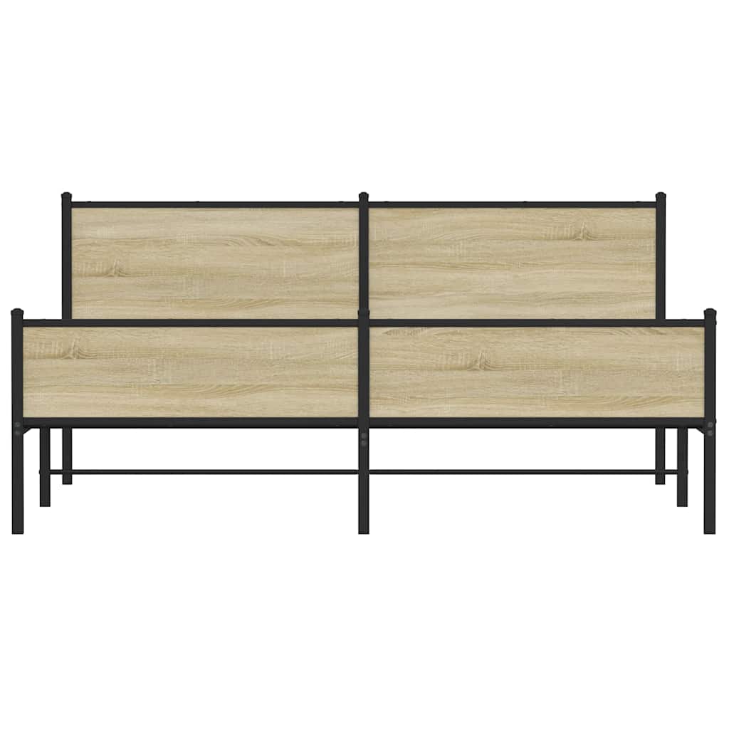Metal Bed Frame without Mattress Sonoma Oak 180x200 cm Super King
